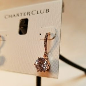 NWT Rose Gold Charter Club Drop Earrings